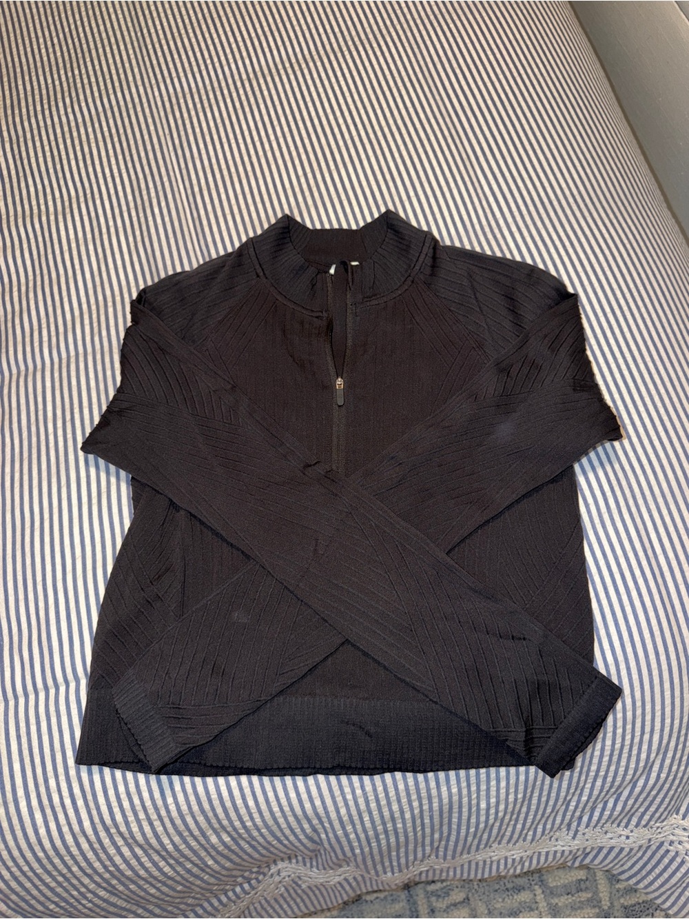 lululemon athletica Half-zip Black Ribbed Crop Top